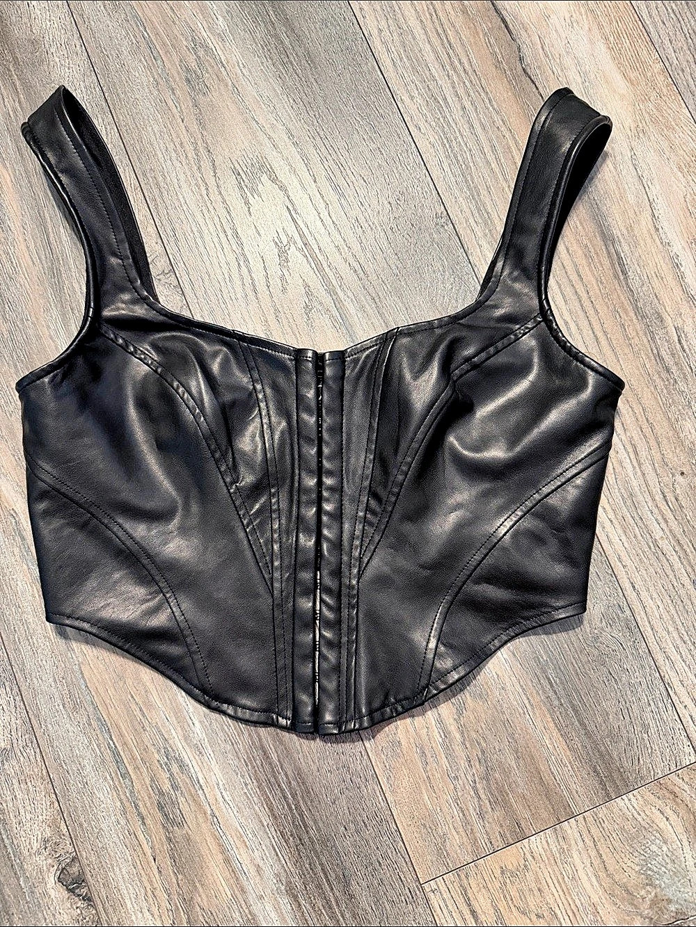 Windsor Black Faux Leather Corset Top Size Small